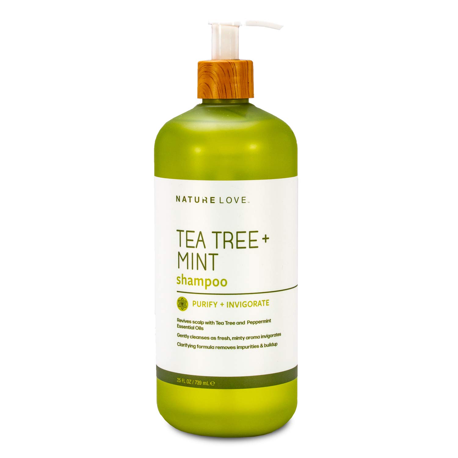 Nature Love Champú aclarante Tea Tree + Mint  Purificar + vigorizar  Revitalizante para todo tipo de cabello  Sin parabenos, libre de crueldad,