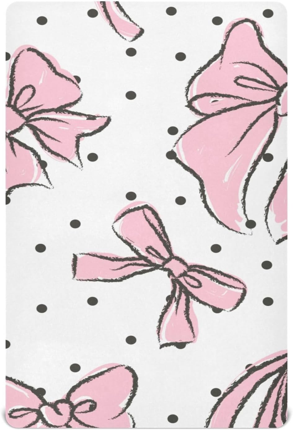 Sábana bajera ajustable para cuna de color rosa con lazo, para colchón estándar de cuna, suaves y transpirables para niños y niñas, 52 x 28 x 9