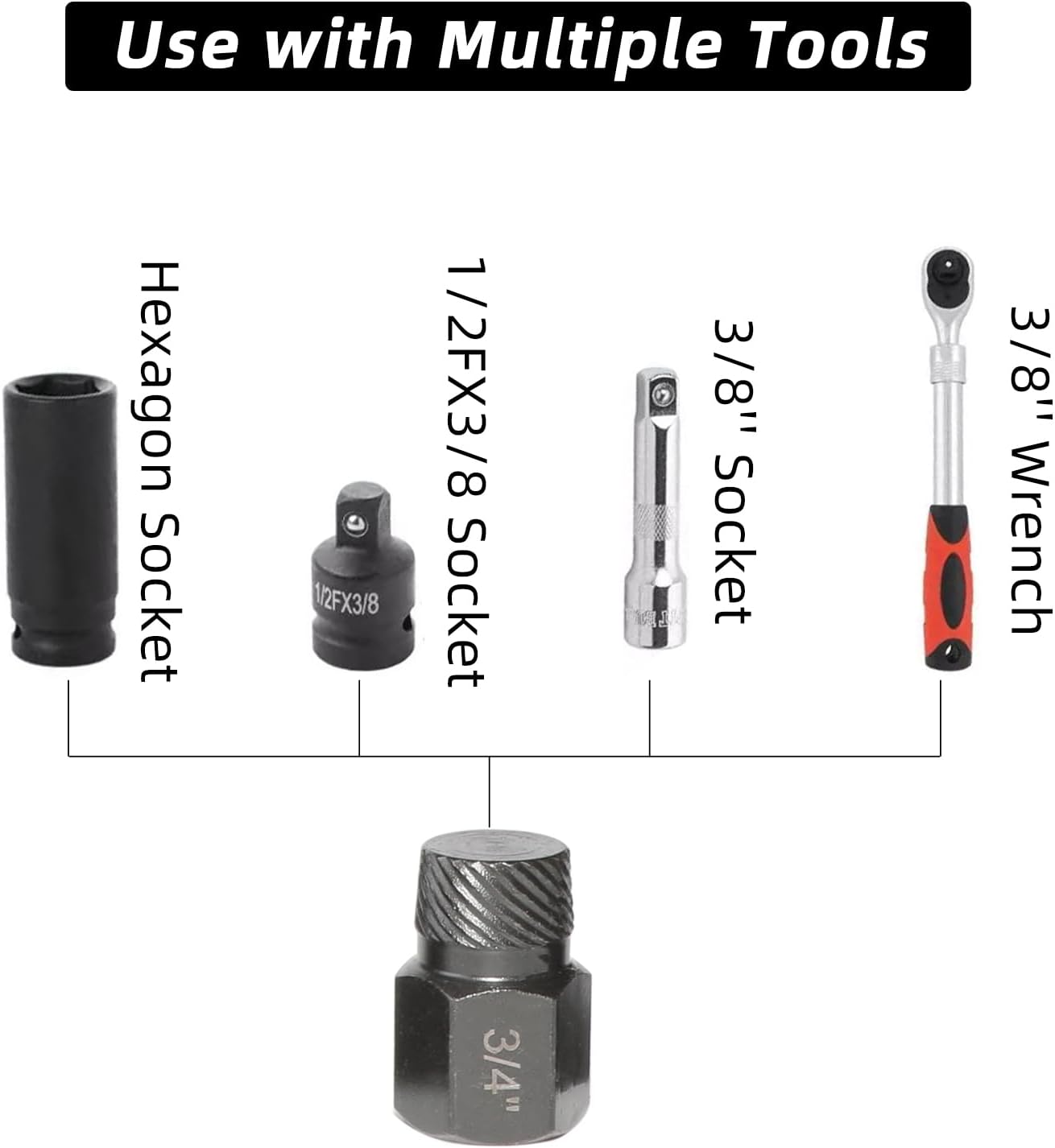 DPTOOL Juego de 25 extractores de tornillos, juego de extractor de pernos fácil de salir, juego de tornillos multispline de cabeza hexagonal para