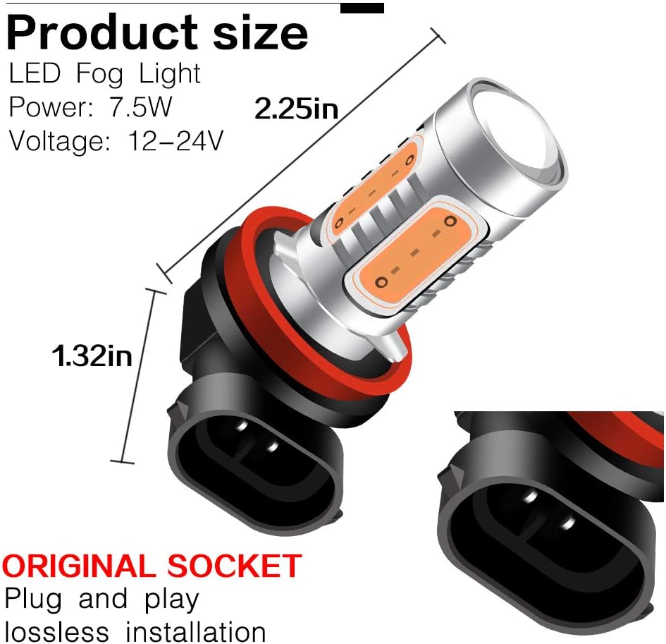 Teguangmei 2 unids rosa H8H11 LED niebla bombillas COB 7.5 W alta potencia Super brillante lámparas 6500 K conducción diurna luz DRL 12 V