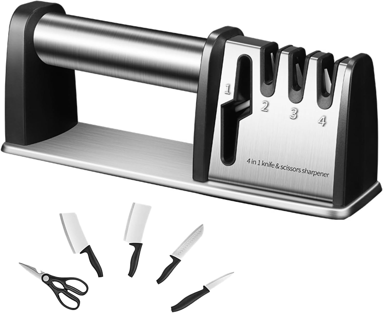 Afiladores de cuchillos, afilador de cuchillos y tijeras 4 en 1, la mejor herramienta para afilar cuchillos de cocina, afiladores de cuchillos