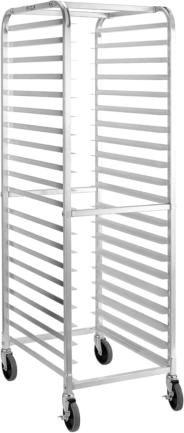 HALLY SINKS & TABLES H Estante para panecillos de 20 niveles con ruedas, estante comercial de aluminio para panadería completa y media hoja, cocina,