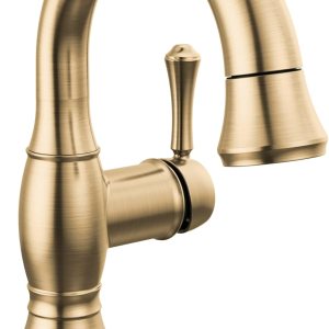Delta Faucet Cassidy – Grifo de baño extraíble, grifo de baño dorado de un solo orificio con desplegable, grifo de lavabo de baño con acoplamiento Delta Faucet Cassidy – Grifo de baño extraíble, grifo de baño dorado de un solo orificio con desplegable, grifo de lavabo de baño con acoplamiento