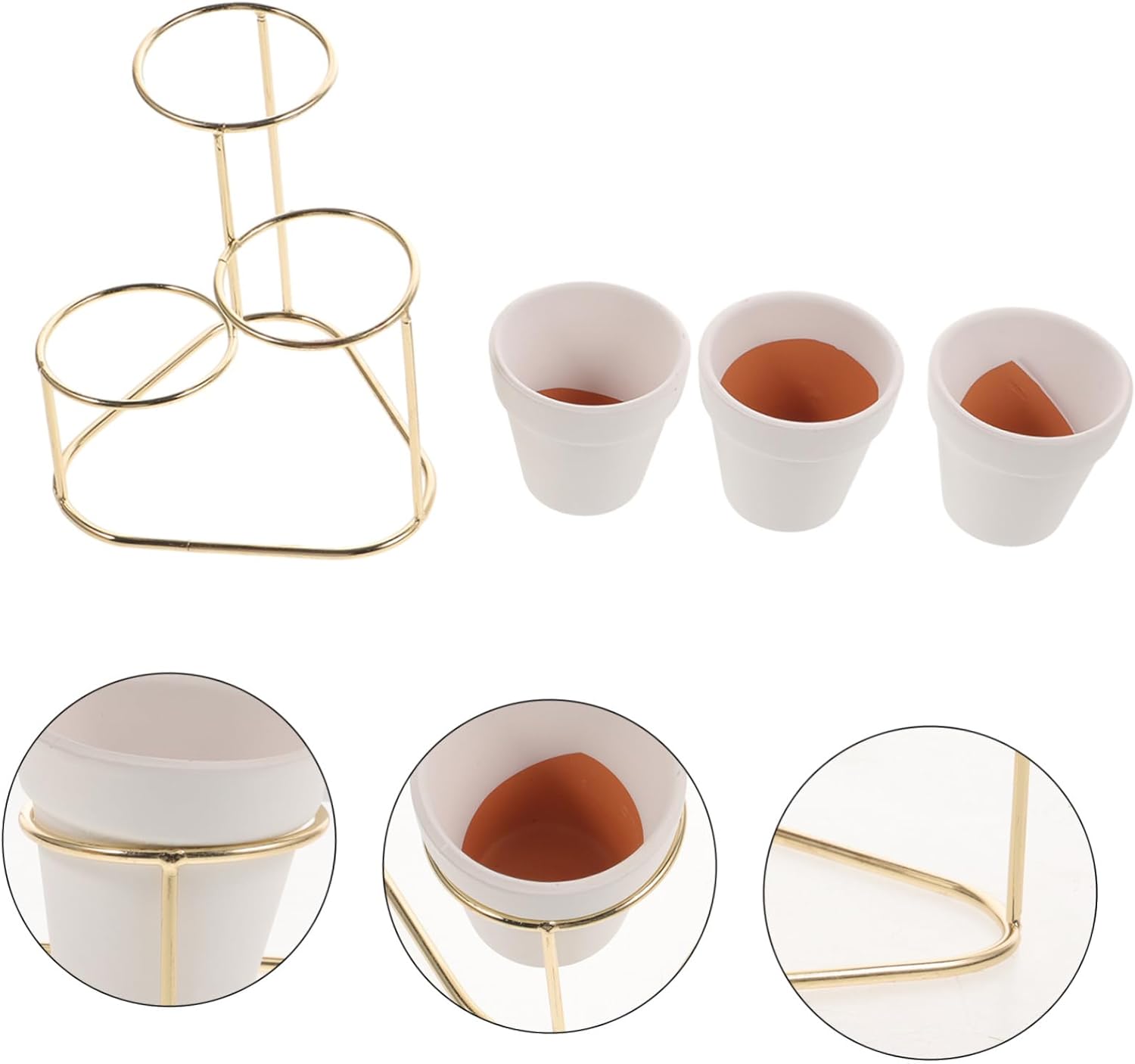 Yardwe 2 juegos de soporte para macetas de metal para plantas, maceta pequeña de cerámica, maceta, maceta, estante para maceta, cuenca, maceta,