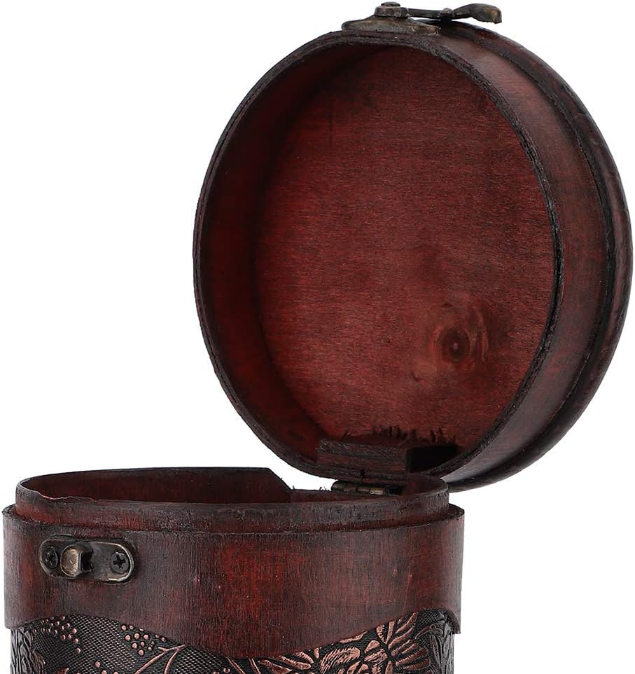 Caja de almacenamiento de regalo de vino tinto de 13.4 in, botellas individuales de madera, retro, funda de transporte decorativa, barril redondo