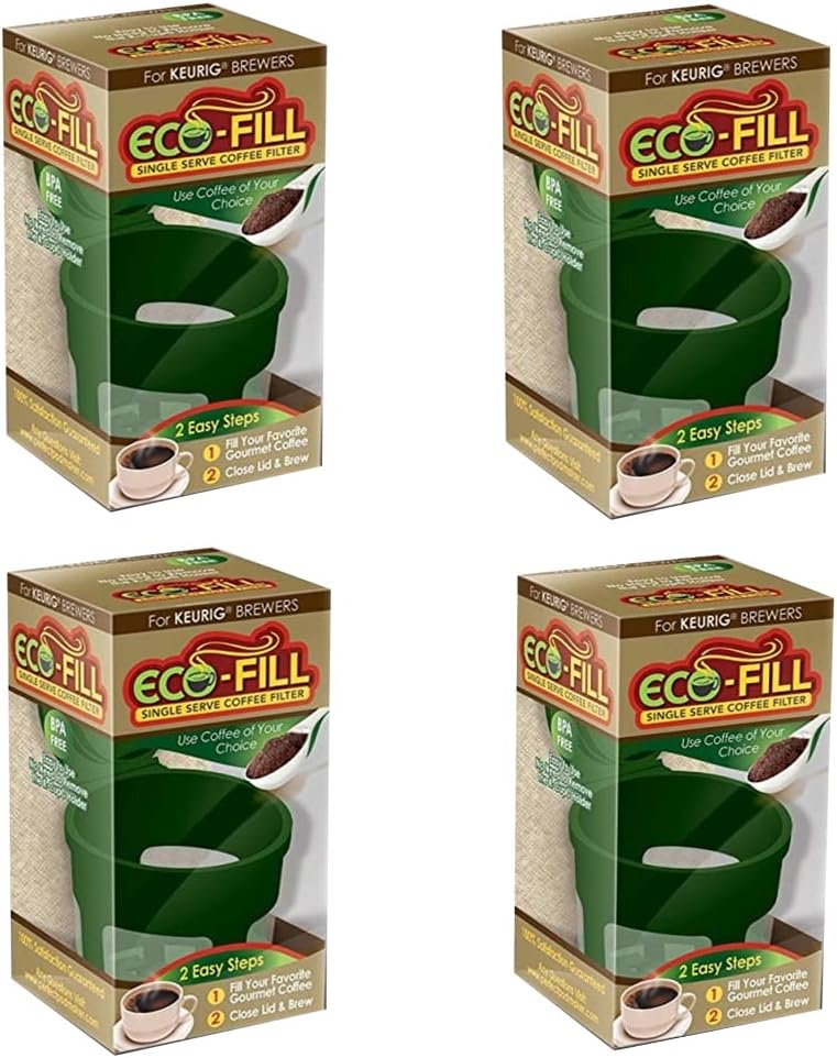 Perfect Pod Cafe Fill – Filtro de café reutilizable en cápsulas de café de malla, paquete de 4, color verde, compatible con cafeteras Keurig 1.0 de