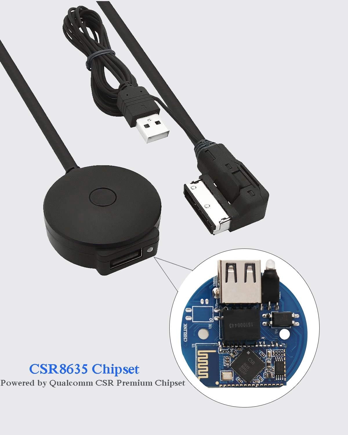 Kit Bluetooth de coche para Audi, compatible con Audi 2006-2017, adaptador inalámbrico de audio AUX AMI MMI, sonido de calidad de chipset premium,