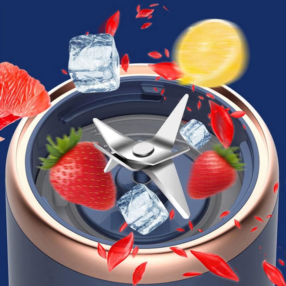 TAMOSH Mezclador de 6 cuchillas con vaso exprimidor y tapa, portátil recargable por USB, máquina mezcladora de jugo de fruta pequeña (rosa)