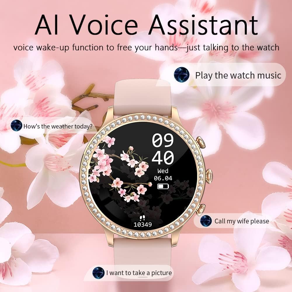 Reloj inteligente para mujer, para hacer o responder llamadas, salud femenina, frecuencia cardíaca, presión arterial, monitor de oxígeno en sangre,