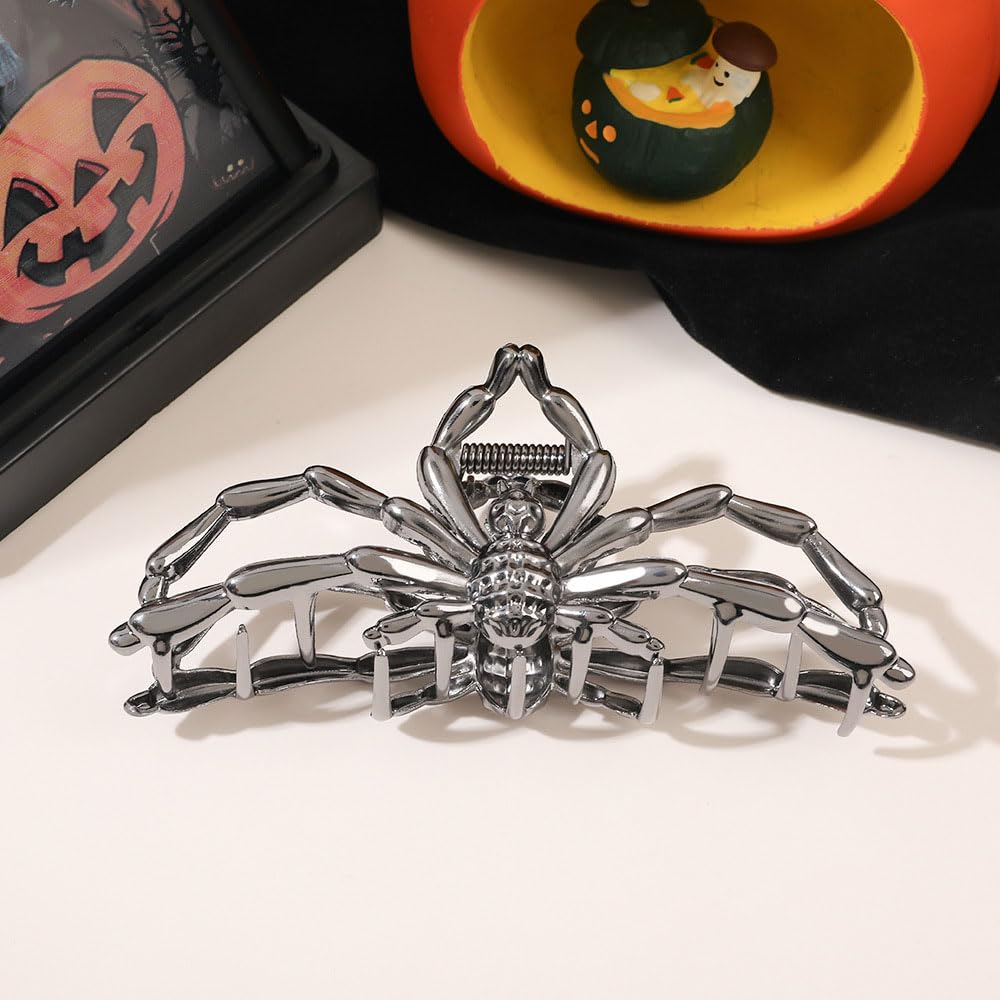 Pinzas para el cabello de Halloween para mujer, con forma de araña grande, pinzas góticas grandes para el cabello, pinzas de aleación de metal