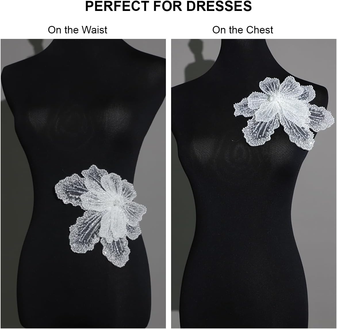 Parche bordado de diamantes de imitación de lentejuelas con cuentas 3D hechas a mano para ropa, vestido de bricolaje, tela de costura (cuentas