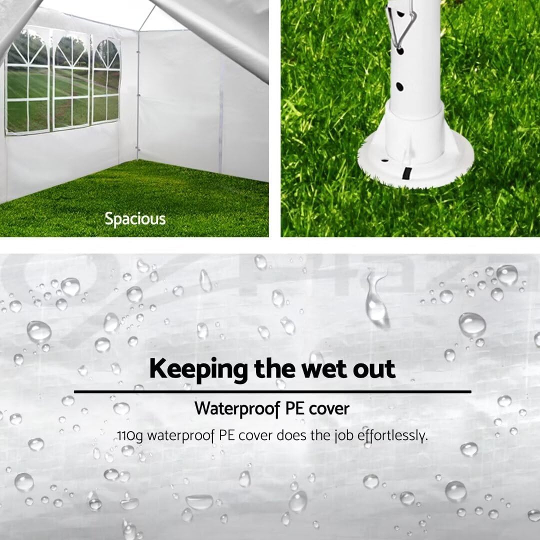 LPP-AWH 10’x30′ Party Canopy Tent – Outdoor Wedding Party Tent with 8 Removable Sidewalls UV and Water-Resistant Heavy Duty Gazebo White Pavilion