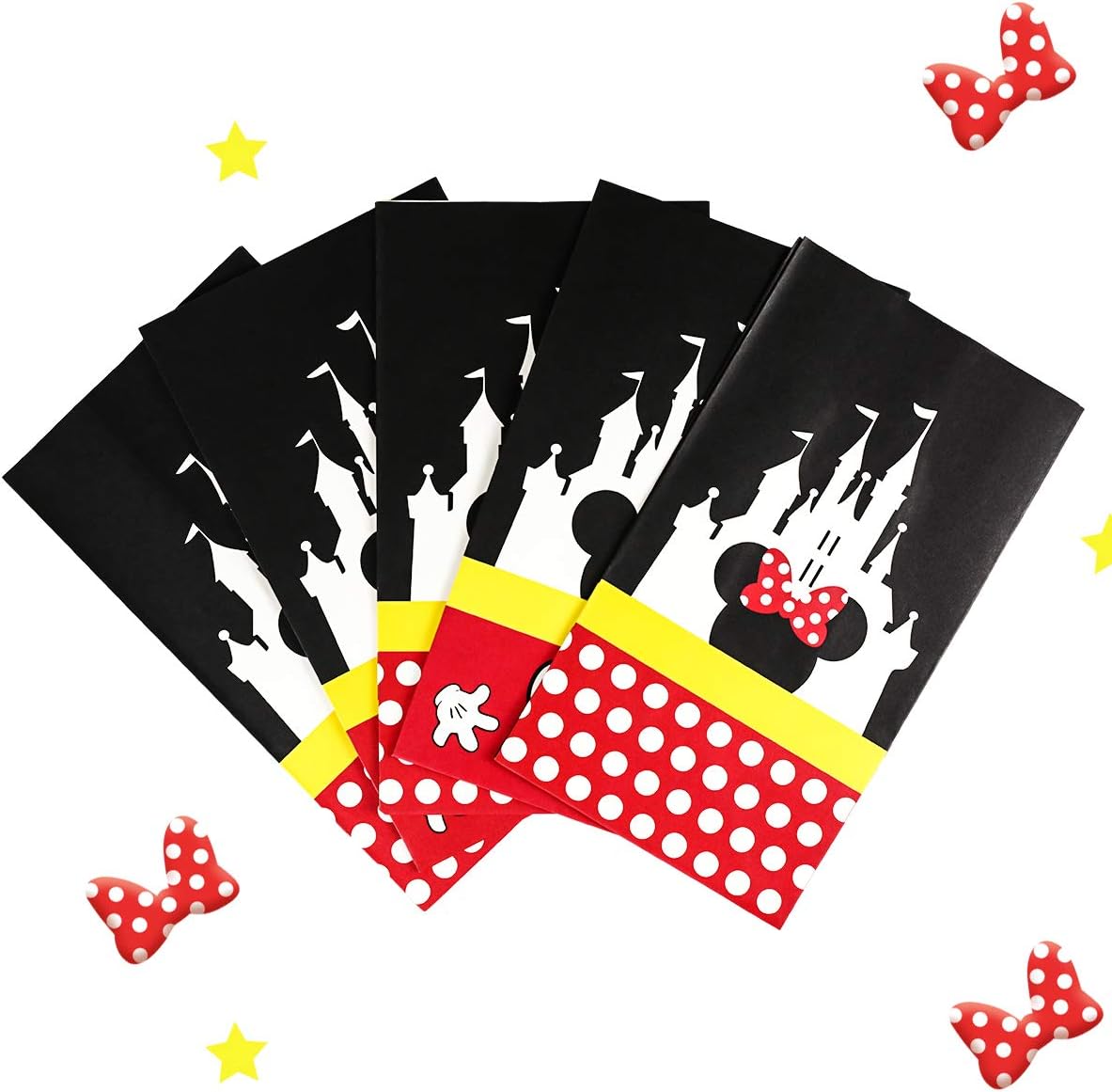 Bolsas de regalo de fiesta, bolsas de dulces para cumpleaños, baby shower, boda, suministros de decoración temática de Mickey Minnie con