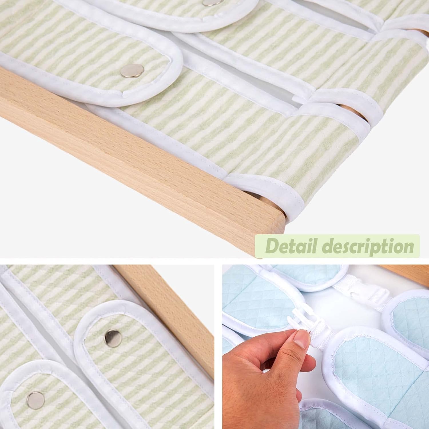 Montessori Wooden Toys for Dressing Learning Board Learning Basic Dressing Skills – Buttons, Snaps, Zippers, Belt Buckles & Velcro Toys for 1 2 3