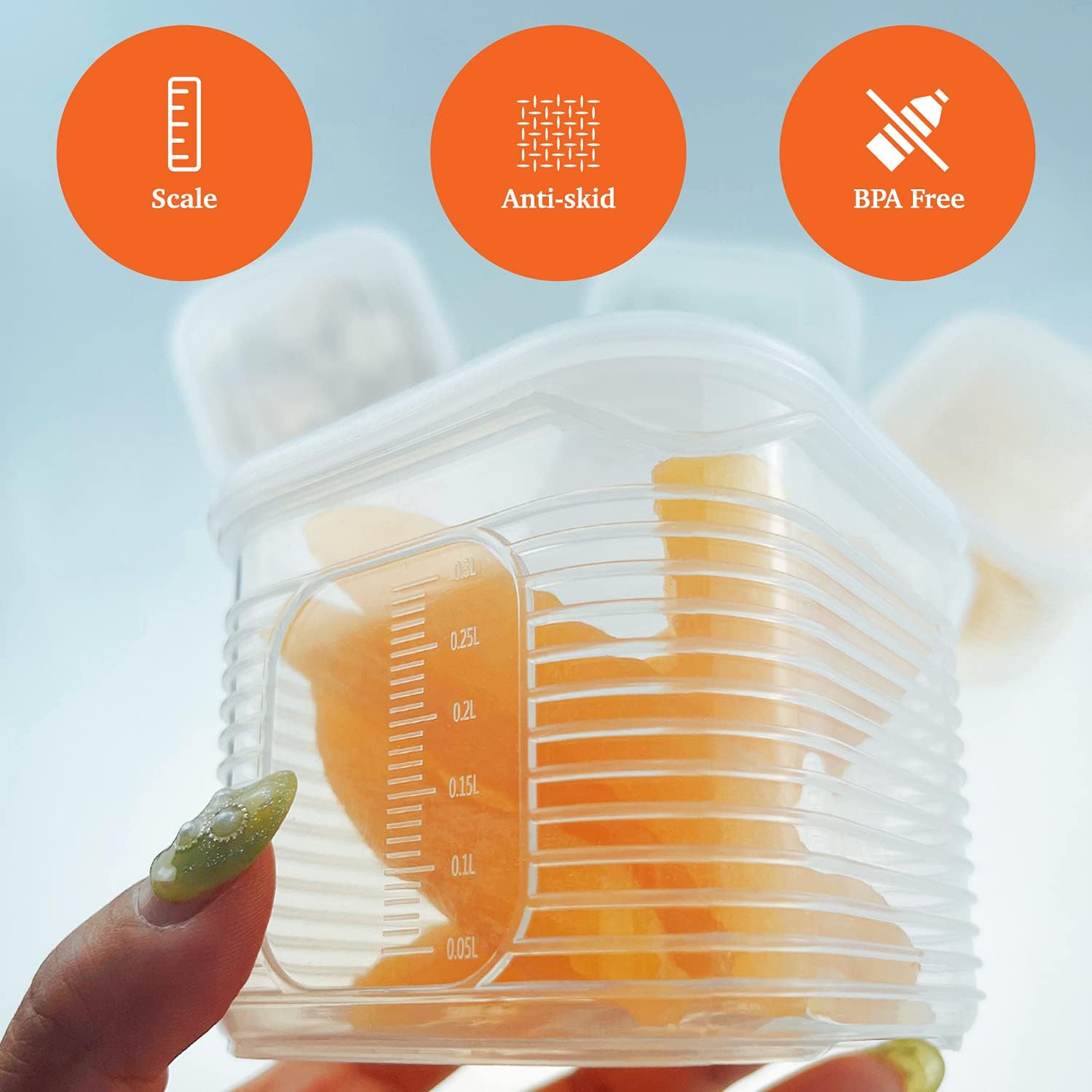 TeTeBak Recipientes de almacenamiento de alimentos con tapas, herméticos, 6 unidades, extraíbles, individuales, sin BPA, recipientes de plástico