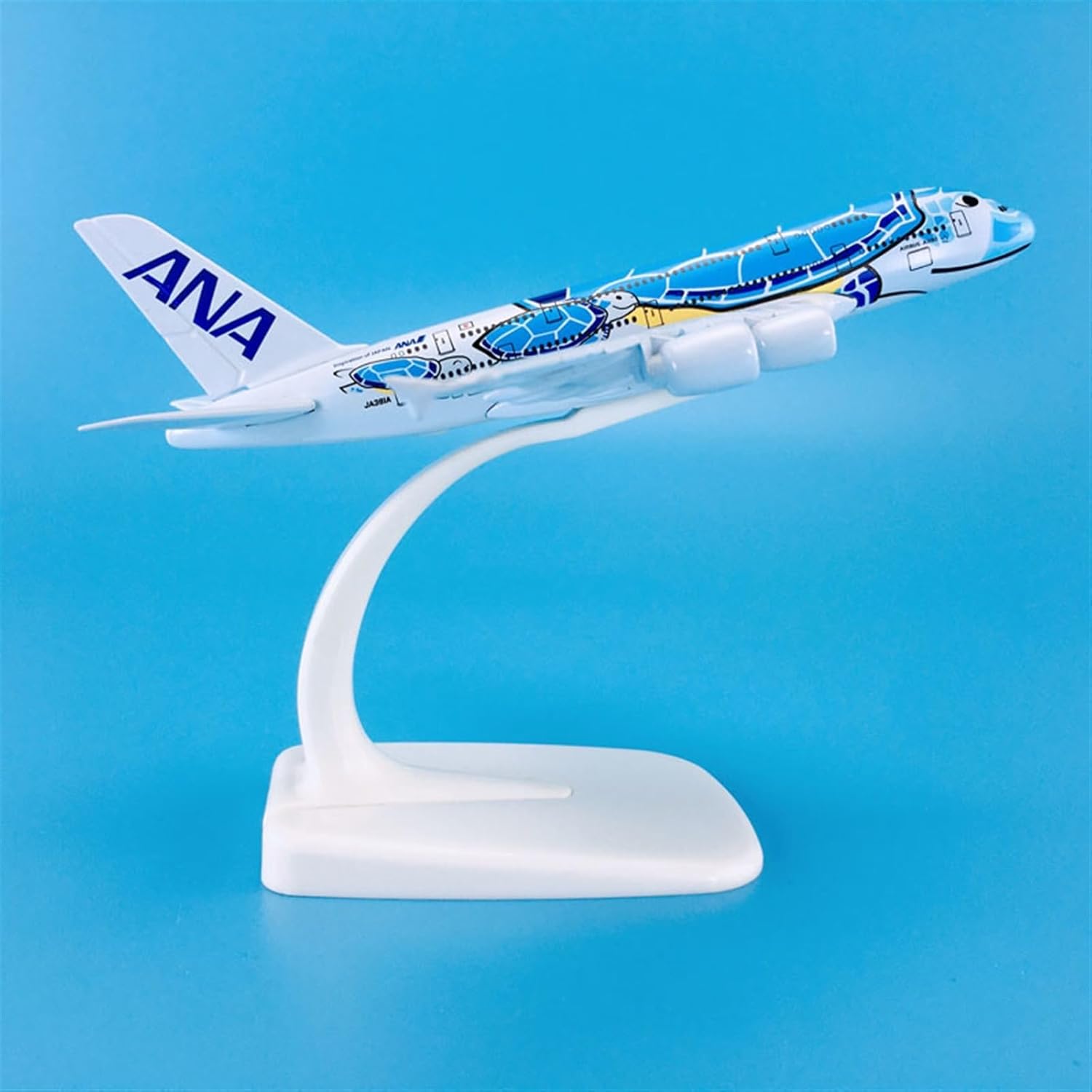 Copia Avión Modelo 1500 5.5 in Producto Terminado Modelo de Avión Aeronaves Airbus A380 ANA JA381A para Blue Turtle Collection