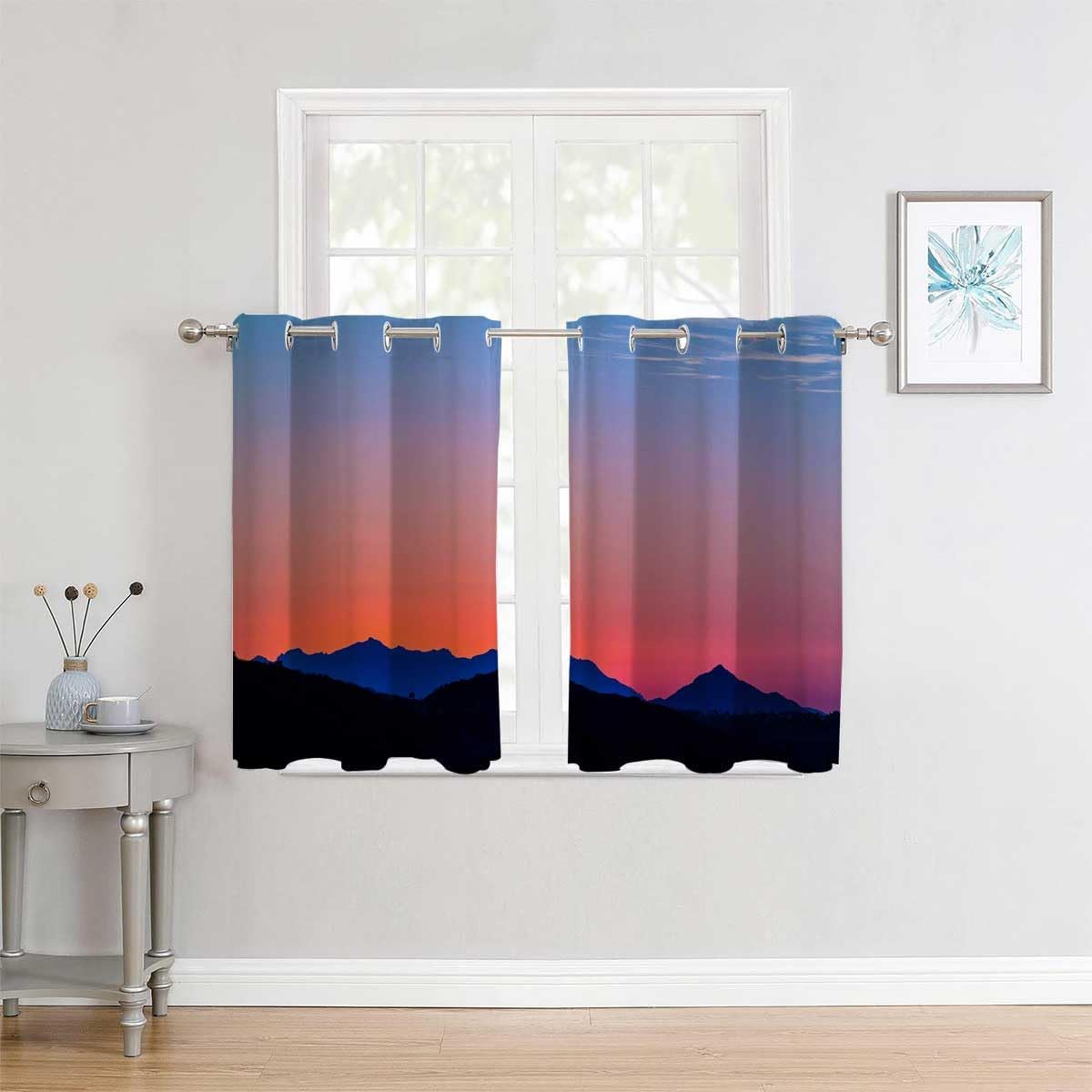 YANFENQI Cortinas para Habitacion Blackout Landscapes Sunset Night Scenery Blackout Door Curtain Tapestry Curtains 55Inch Width by 72Inch Length,2