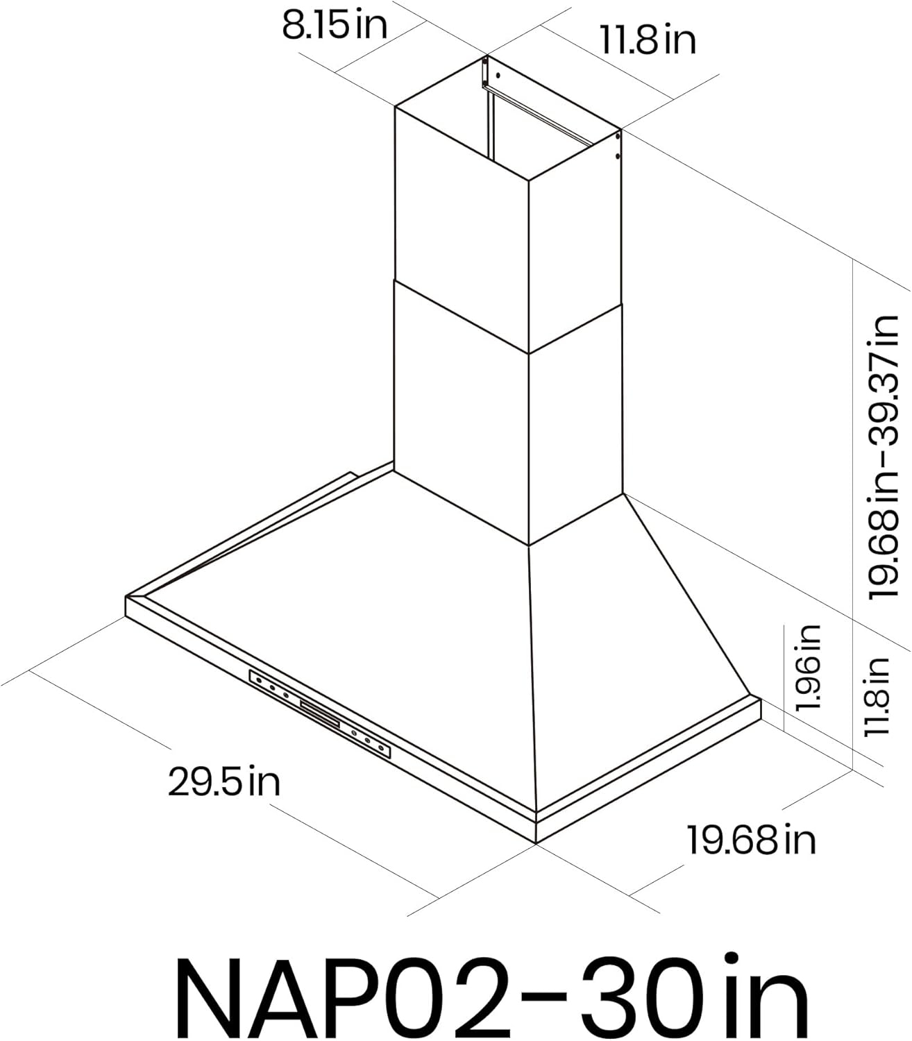 EKON NAP02 – Campana extractora negra de 900 CFM, montaje en pared, conductossin conductos, convertible para cocina, ventilación de chimenea, 4