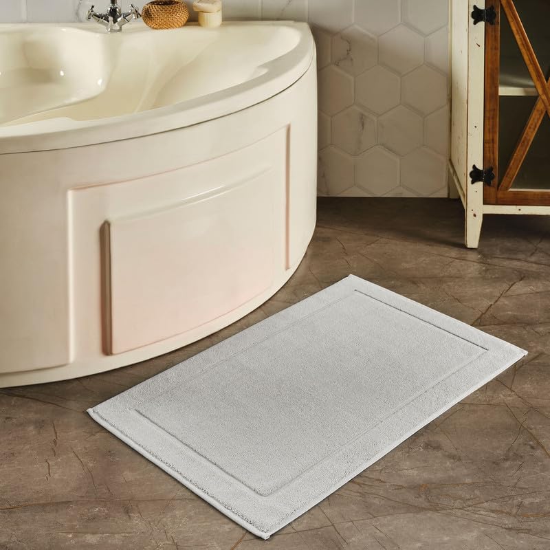 Hammam Linen – Tapetes de baño, 53 x 86 cm, paquete de 2, 100 % algodón, hilado en anillo, diseño de bandas, altamente absorbentes, lavables a