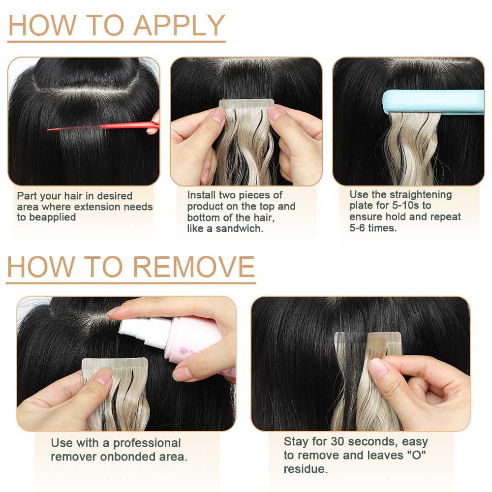 AFNOTE Extensiones de cabello adhesivas, 10 unidades, 1.76 oz, rizado, ondulado, ondulado, extensiones de cabello de 20 pulgadas, extensiones de