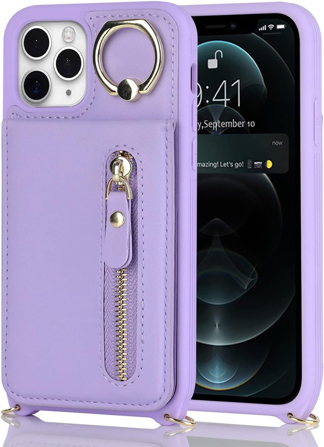 Funda para iPhone 11 Pro Max con tarjetero para mujer, iPhone 11 Pro Max, con correa y ranuras para tarjetas de crédito, cruzado con cremallera y