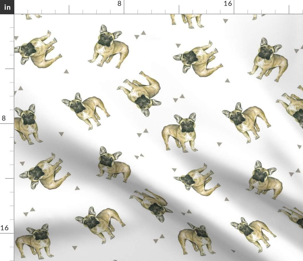 Spoonflower Tela  Bulldogs franceses Bulldog francés perro cachorro impreso en pétalo, tela de algodón de la firma Fat Quarter  costura acolchado