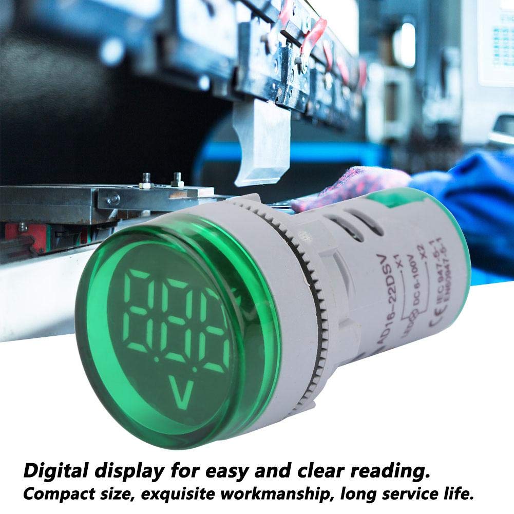 YWBL-WH DC 6-100V Volt Meter LED Digital Voltímetro Medidor de voltaje de luz Indicador de señal Probador de lámpara redonda