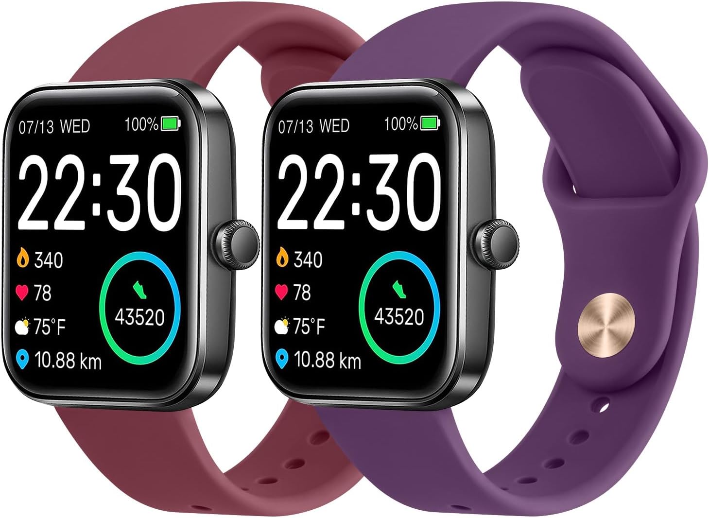Correa de silicona compatible con SKG V7 Smart Watch, paquete de 2 correas de repuesto deportivas de silicona suave de liberación rápida para reloj