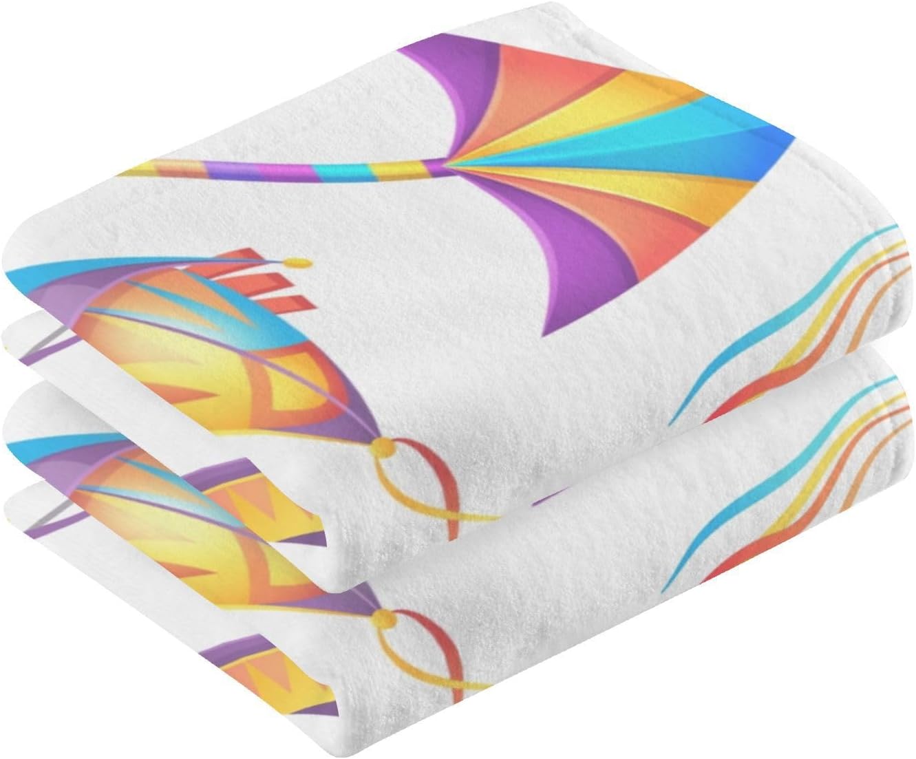 ZOEO Juego de 2 toallas de mano de baño coloridas de cometas, toallas absorbentes de algodón suave y transpirable, para baño, cocina, hotel, spa,