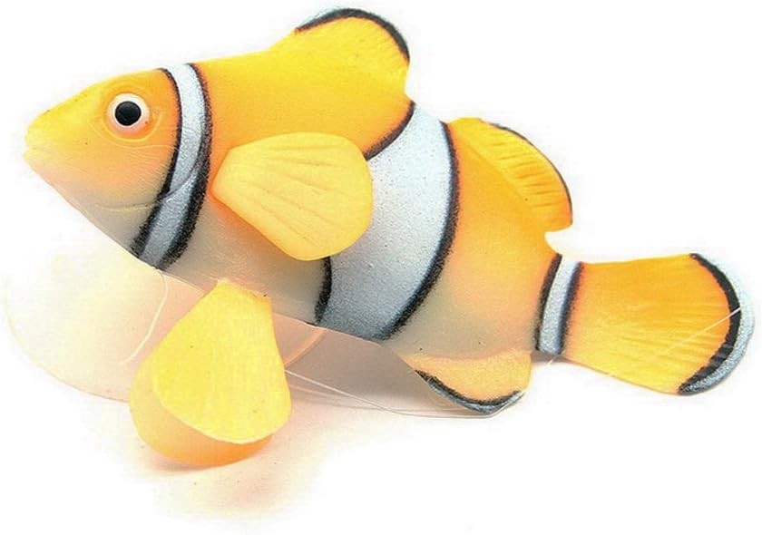 Bestgle Juego de adornos artificiales de silicona para acuario de payaso brillante, para pecera, 4 colores (rojo, verde, naranja y negro)