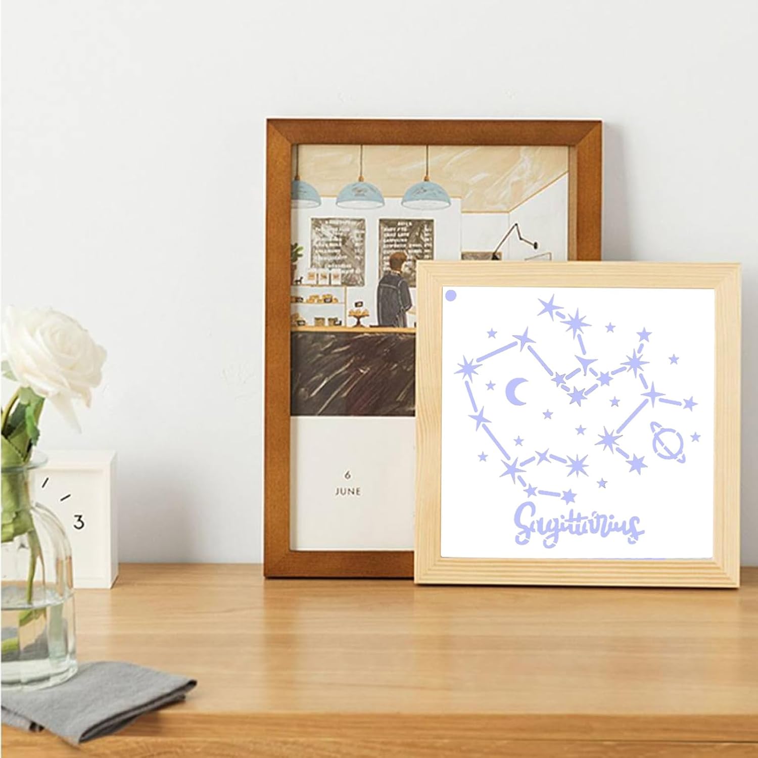 16 plantillas de estrellas para pintar, plantillas de constelaciones reutilizables de 5.1 pulgadas, plantilla rectangular de pintura en aerosol para