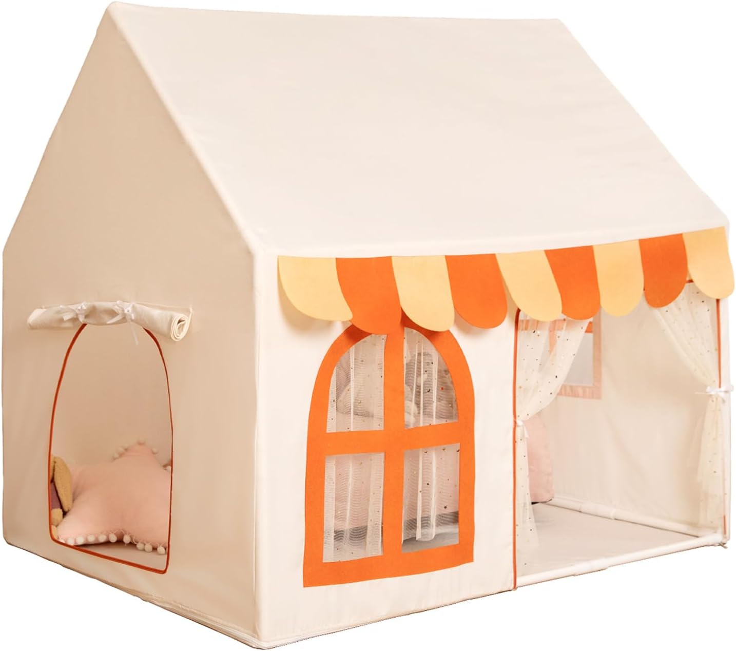 Tienda de campaña para niños, acogedora casa de juegos para niños, casa de juegos para interiores y exteriores con 2 puertas y 3 ventanas, tienda de