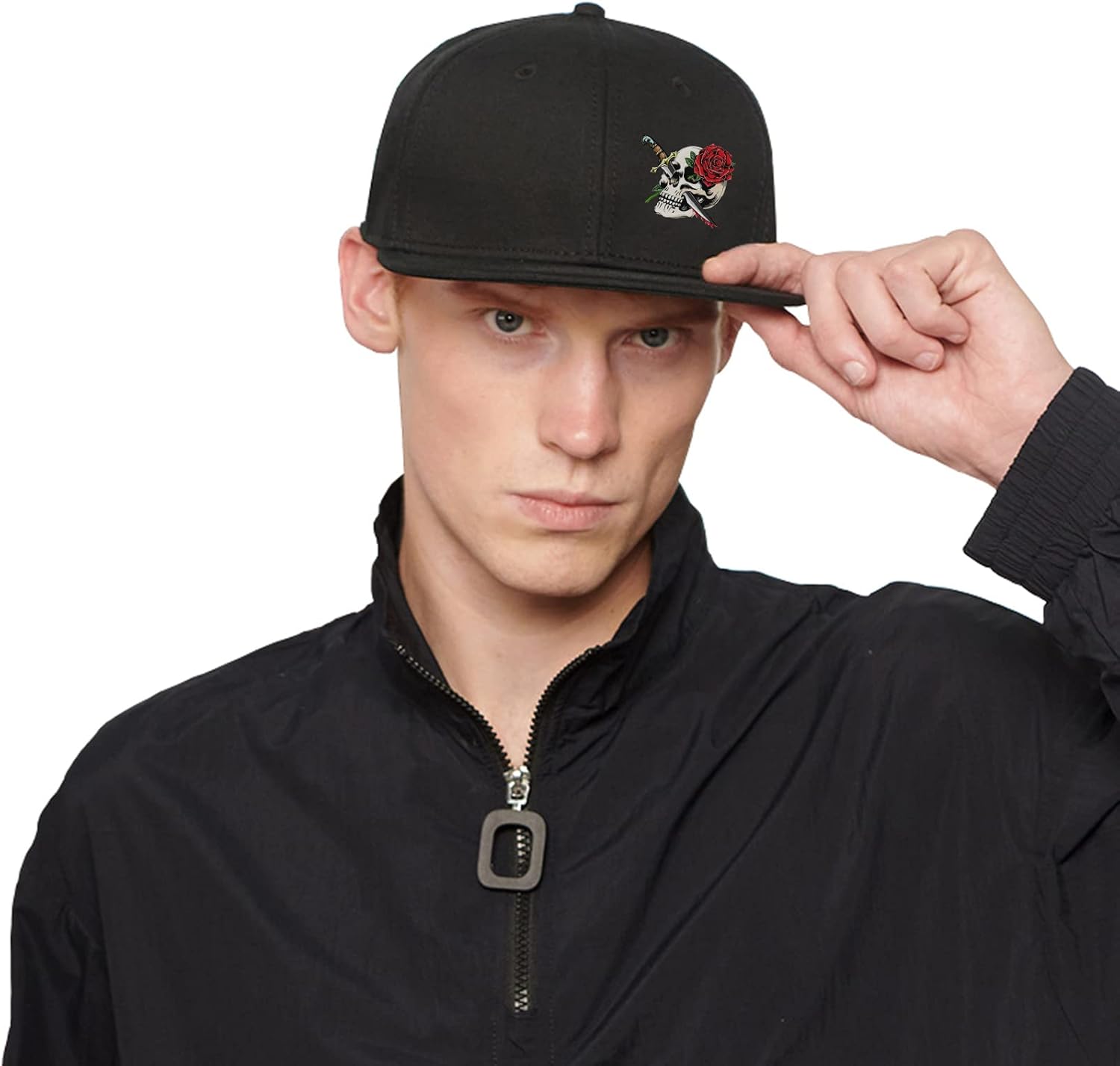 Sombreros Snapback para hombre, gorra negra plana con visera de camionero a presión, sombrero de calavera ajustable, para parrilla, pescador