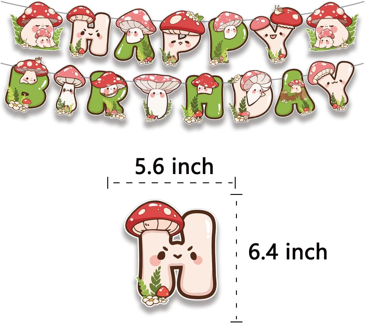 Suministros de fiesta de cumpleaños para hongos, incluye la pancarta de feliz cumpleaños inspirada en hongos, decoración de pastel, 24 adornos para
