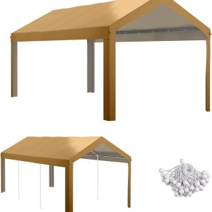 Outsunny Cubierta superior de repuesto para cochera de 10 x 20 pies, resistente a los rayos UV y al agua, portátil, con cuerdas elásticas de bola, Outsunny Cubierta superior de repuesto para cochera de 10 x 20 pies, resistente a los rayos UV y al agua, portátil, con cuerdas elásticas de bola,