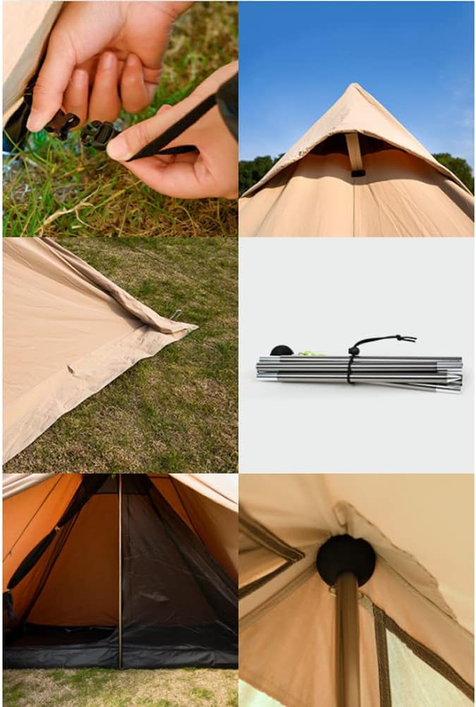 Tienda piramidal para 2 personas Tienda de campaña de lujo Tipi para Caza Equipo Familiar Mochilero Camping Senderismo – Camping Yurt Tent