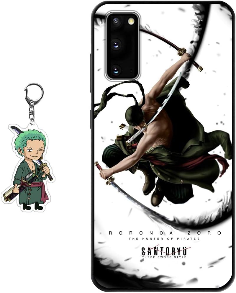 Staremeplz Funda compatible con Samsung Galaxy S20 FE con diseño de anime con llavero de figura de Roronoa Zoro, funda de silicona suave TPU