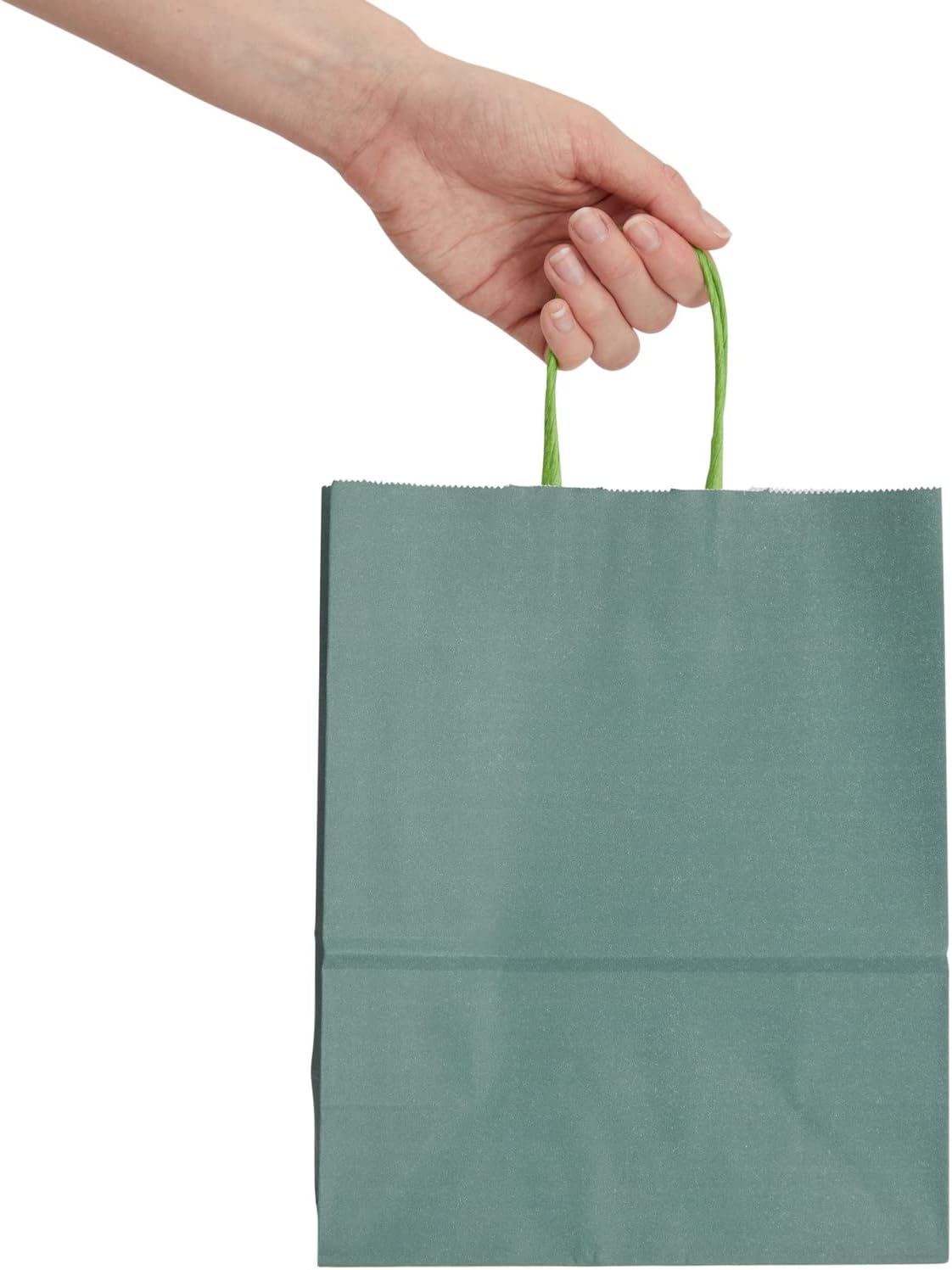BLUE PANDA Paquete de 25 bolsas de regalo de color verde oscuro con asas, bolsas de papel de 8 x 4 x 10 pulgadas para recuerdos de fiesta y