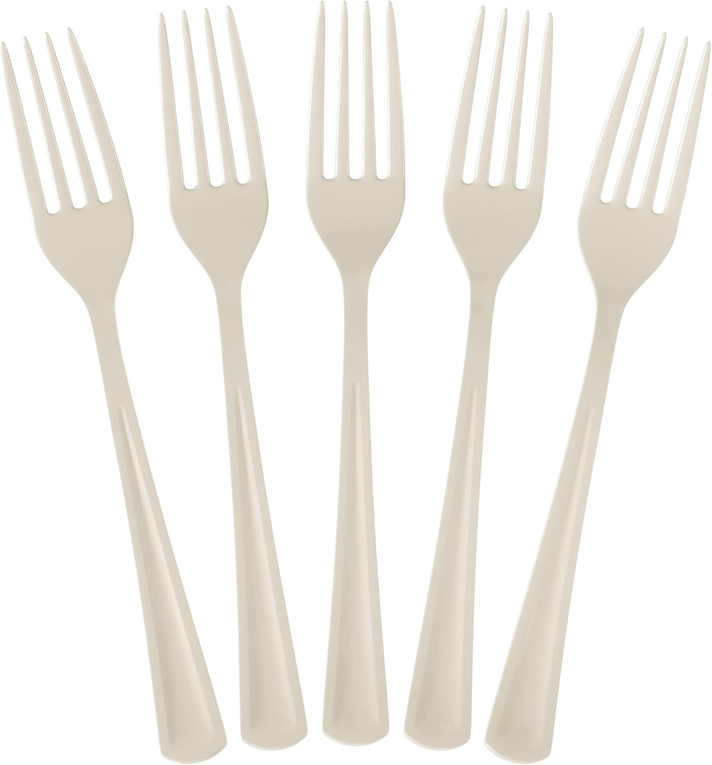 Tenedores desechables de plástico marfil, 100 piezas, cubiertos desechables de plástico marfil resistente, cubiertos desechables marfil, cubiertos