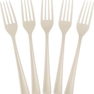 Tenedores desechables de plástico marfil, 100 piezas, cubiertos desechables de plástico marfil resistente, cubiertos desechables marfil, cubiertos Tenedores desechables de plástico marfil, 100 piezas, cubiertos desechables de plástico marfil resistente, cubiertos desechables marfil, cubiertos