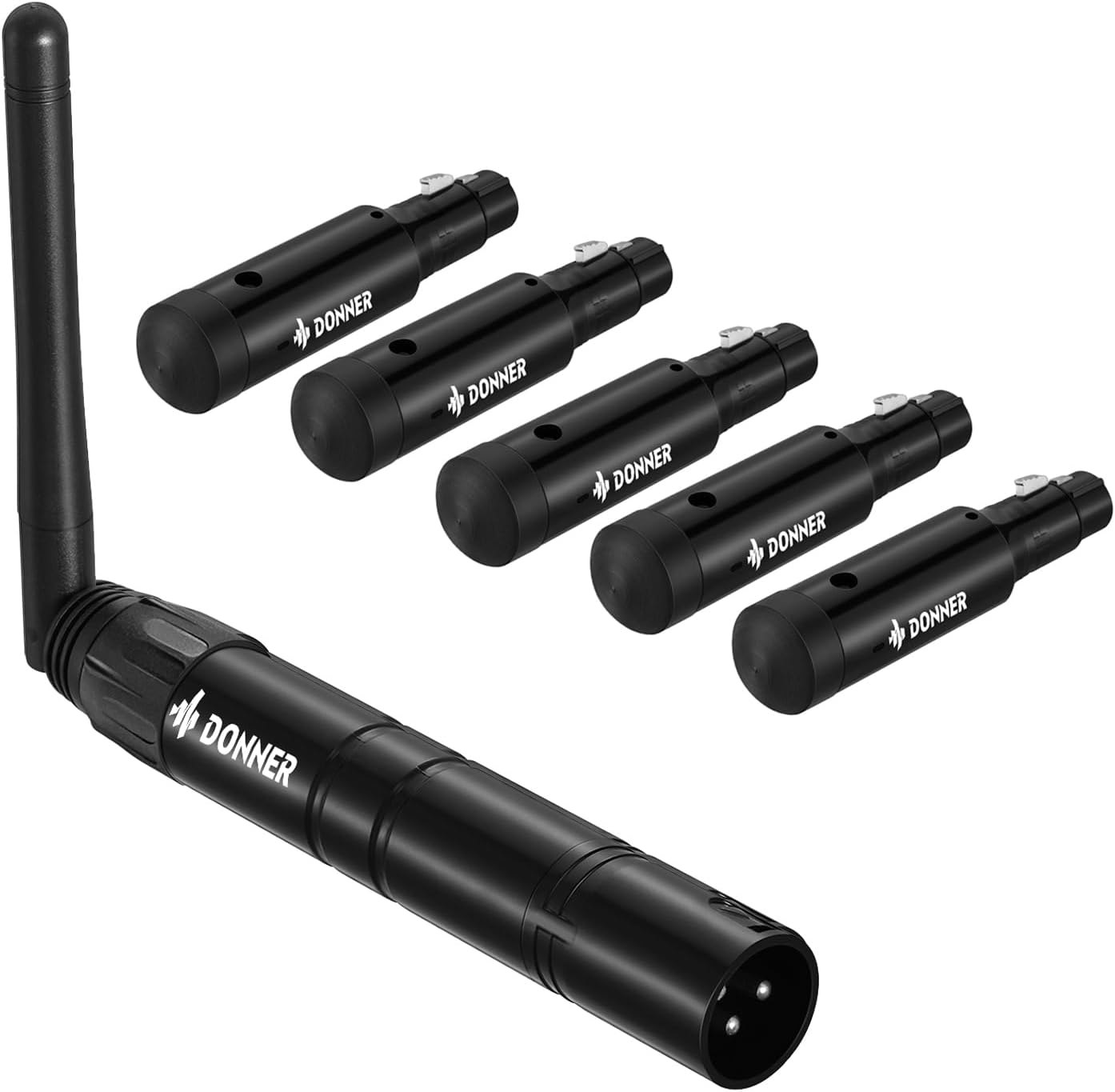 Donner Receptor transmisor inalámbrico DMX512 DJ 2.4G DMX Controlador inalámbrico 5 receptores con batería incorporada y cúpula de luz y 1