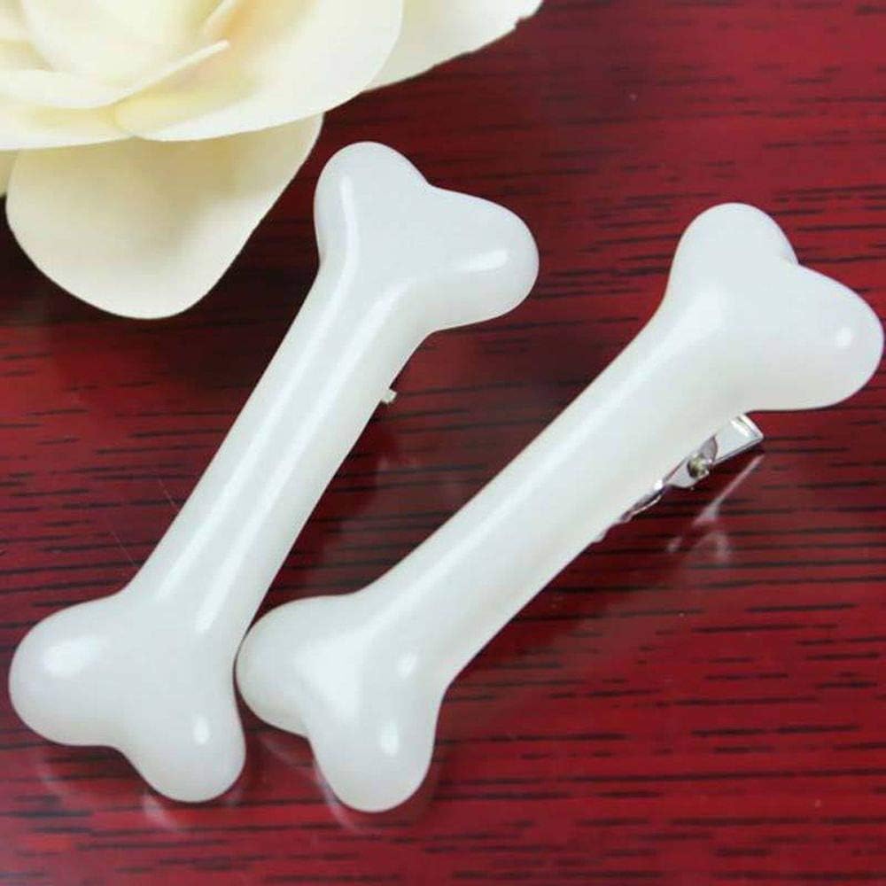 2 pinzas para el pelo de hueso de perro blanco, horquillas para el cabello, pinzas para el pelo, estilo punk, personalidad, para mujer, encantador,