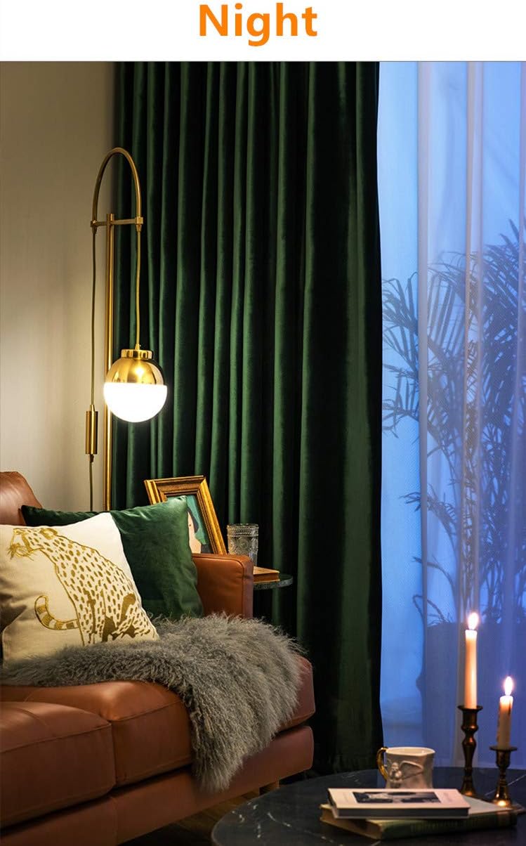 MYRU 1 par de cortinas opacas de terciopelo nórdico de lujo verde oscuro para dormitorio y sala de estar (2 x 54 x 84 pulgadas, verde oscuro)