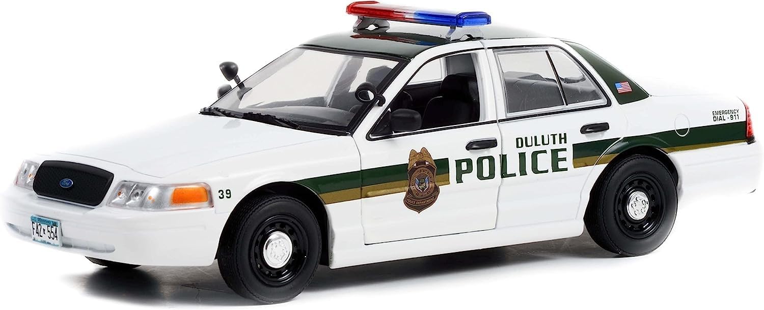 Greenlight 2006 Crown Victoria Police Interceptor White & Green Duluth Police (Minnesota) Fargo (2014-2020) Serie de TV 124 Diecast Modelo 84153