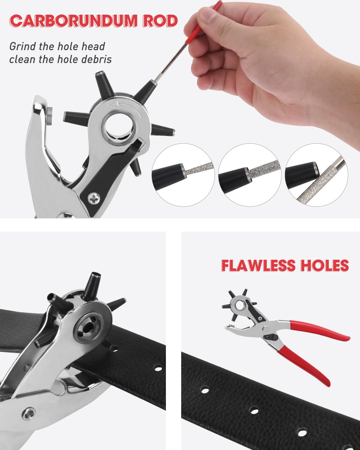 KingTool Perforadora profesional de cuero, perfecta para cinturones, correas de reloj, correas, collares de perro, sillones, zapatos, tela,