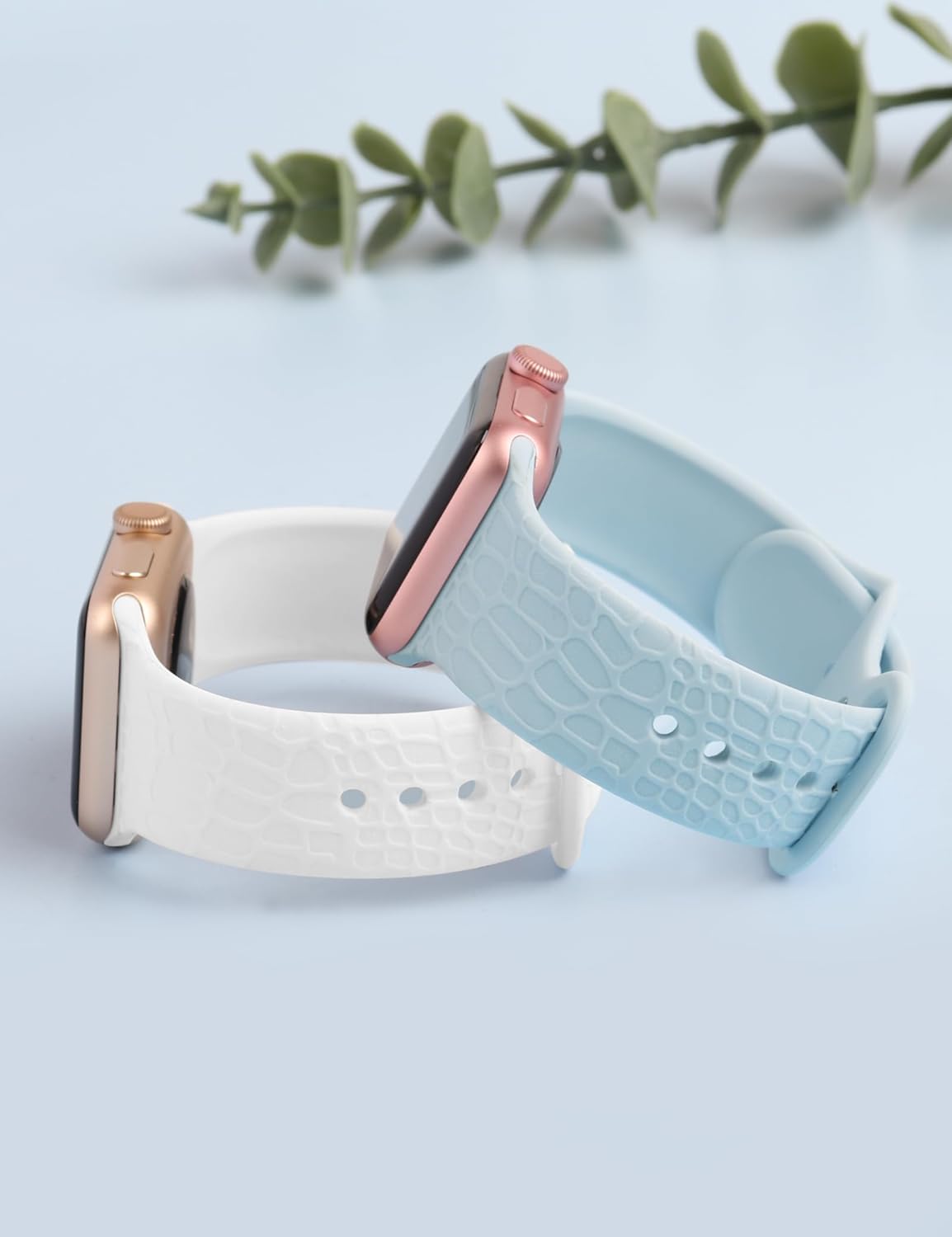 Paquete de 2 correas de repuesto con diseño de piel de cocodrilo grabadas elegantes compatibles con Apple Watch de 1.496 pulgadas, 1.575 pulgadas,