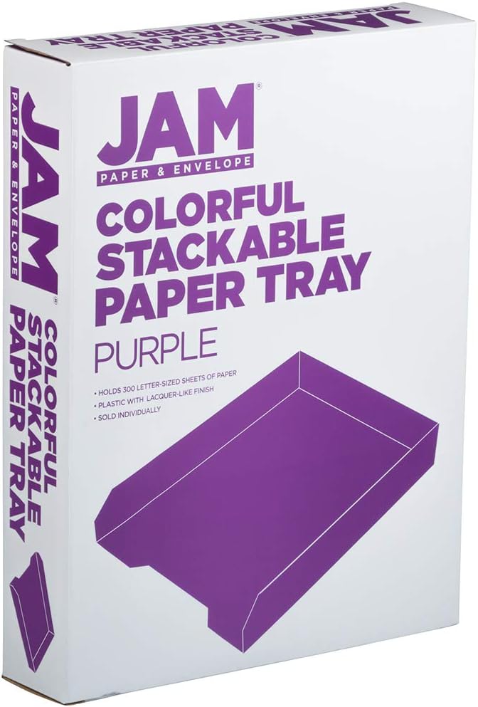 JAM PAPER Bandejas de papel apilables, color morado, bandeja organizadora de documentos de escritorio, cartas y archivos, se venden individualmente