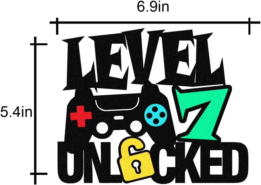 Level 7th – Letrero desbloqueado para decoración de pastel de feliz 7 cumpleaños, decoración de pastel de nivel séptimo para controlador de