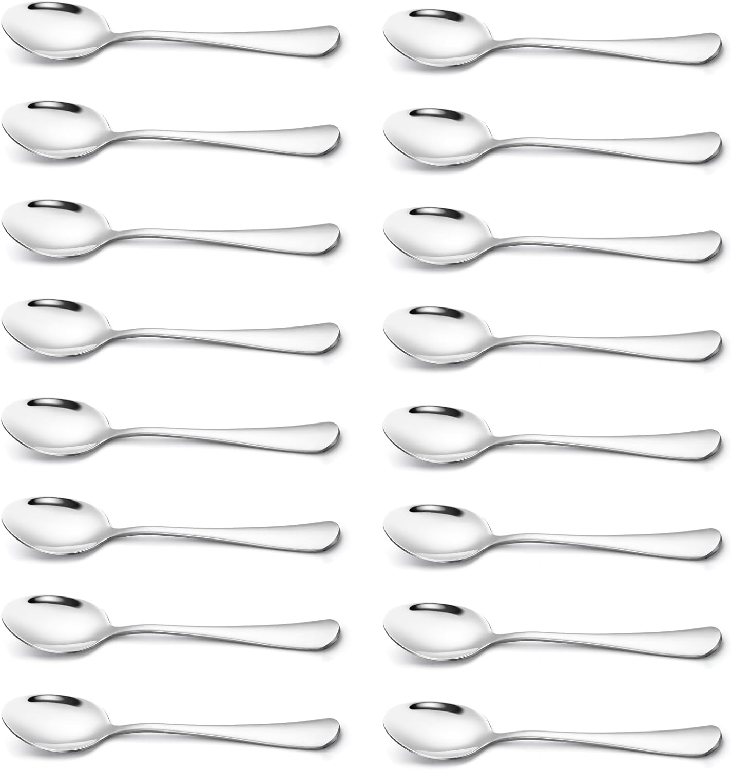 Briout Cucharillas de 16 cucharas de cubiertos, 6.7 pulgadas, cucharas de té de acero inoxidable de grado alimenticio de alta calidad, juego de
