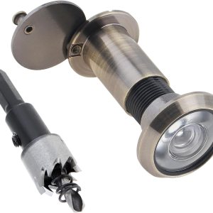 Mirilla de visualización de puerta, aleación de zinc de 200 grados con broca de 0.63 pulgadas para puertas de 1-12 a 2-38 pulgadas (bronce antiguo) Mirilla de visualización de puerta, aleación de zinc de 200 grados con broca de 0.63 pulgadas para puertas de 1-12 a 2-38 pulgadas (bronce antiguo)